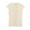 Women's Breathable Hollow Out Knitted Vest Single Button Open Front Sleeveless Casual Summer Layering Top