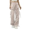Womens Cargo Pants with Pockets Elastic Waist Hiking Trousers Khaki