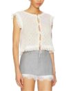 Women's Crochet Hollow Out Front Lace Up Knit Vest O-Neck Short Summer Casual Breathable Top