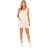 Women's Dresses – Waffle Knit V-Neck with Pockets (Apricot,Large)