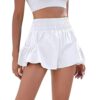 Womens Flowy Shorts Lightweight Stretchy Skorts Boho Gauze Comfy Loose Fit Dressy Casual Summer Fall 2026 Ladies Cotton Linen Plus Size Seniors Elatic High Waist Teacher Ruffle Culottes White