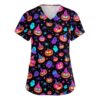 Womens Halloween Scrub Top Pumpkin Ghost Nurse Work Shirt(Purple Xx-Large)