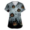 Women's Halloween Scrub Top V Neck Nurse Medical Work Shirt(Greys X-Large)