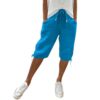 Women Shorts with Pockets Knee Length Drawstring Elastic Waist Short Pants