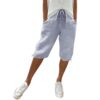 Women Shorts with Pockets Knee Length Drawstring Elastic Waist Short Pants