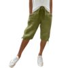 Women Shorts with Pockets Knee Length Drawstring Elastic Waist Short Pants