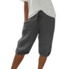 Women Shorts with Pockets Knee Length Drawstring Elastic Waist Short Pants