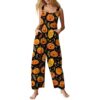 Women's Jumpsuits Boho Baggy One Piece Cute Sleeveless Overalls Vintage Wide Leg Long Pant Spooky Season Outfit(4-Yellow,Medium)