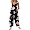 Women's Jumpsuits Boho Baggy One Piece Cute Sleeveless Overalls Vintage Wide Leg Long Pant Spooky Season Outfit(4-Khaki,Small)