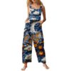 Women's Jumpsuits Comfy Sleeveless Overalls Funny Square Neck Spooky Season Outfit Spring Summer Pumpkin Romper(1-Blue,Small)