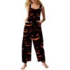 Women's Jumpsuits Comfy Sleeveless Overalls Funny Square Neck Spooky Season Outfit Spring Summer Pumpkin Romper(4-Saffron,XX-Large)