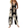 Women's Jumpsuits Spring Summer Pumpkin One Piece Vintage Floral Print Spooky Season Outfit Cute Baggy Overalls(2-Multicolor,X-Large)