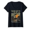 Women's Take Me to Salem Massachusetts Black Color Cat Sunset V-Neck T-Shirt