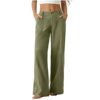 Women's Wide Leg Linen Pants High Waist Straight Leg Dress Pants 2026 Casual Business Linen Trousers with Pockets Green