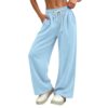 Women's Wide Leg Sweatpants Drawstring Waist Pockets Lounge