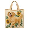 Women Vintage Cat Books Print Quilted Cotton Tote Bag, Large Capacity Soft Shoulder Handbag, Spacious Daily Work Travel Shopping Carryall Purse-Hh