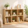 Wood Bookshelf, 10-Cube Bookcase, Low Cube Shelf, Floor Standing Bookcase