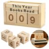 Wood Books Read Counter Decoration, Adjustable Reusable Book Tracker Display, 4.3 x 2.8 x 2.0 in, Natural Stable Desktop Bookshelf Sign for Book Lovers, Reading Enthusiasts