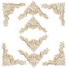Woodcraft Ornaments 8pcs Solid Wood Carved Corner Flower European Style Diagonal Background Wall Wine Cabinet Decorative Accessories 20 * 20cm