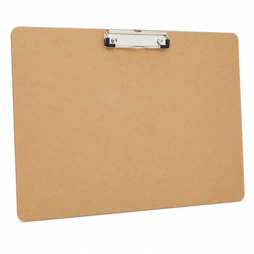 Wooden 11x17 Clipboard, Extra Large Landscape Clipboard 11.8 x 17.1 in, 3mm Thick Smooth Wood Board with Low Profile Metal Clip & Hanging Hook for Drawing, Sketching, Office, Classroom, Single Pack