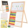 Wooden Abacus for Kids Counting Toy Double-Sided Blackboard Whiteboard