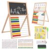 Wooden Abacus Math Games for Kids 5-7 Counting Toys with Double-Sided Board