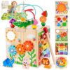 Wooden Activity Cube Toddler Montessori Learning Toys for 1 2 3 Year Old