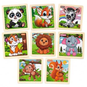 Wooden Animal Puzzles for Toddlers 3-5, 8 Pack Toddler Jigsaw Puzzles, Preschool Learning Toys, Animal Puzzle Set for Kids Ages 3 4 5, Educational Birthday Gifts for Boys Girls