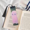 Wooden Bookmarks for Book Lovers, Handmade DIY Book Mark with Black Tassels Soft Halloween Ghos Page Markers Artistic Book Accessories Gift for Women Men