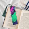 Wooden Bookmarks for Book Lovers, Handmade DIY Book Mark with Dark Green Tassels Halloween Ghost Page Markers Artistic Book Accessories Gift for Women Men