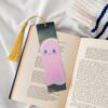 Wooden Bookmarks for Book Lovers, Handmade DIY Book Mark with Gold Tassels Soft Halloween Ghos Page Markers Artistic Book Accessories Gift for Women Men