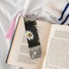 Wooden Bookmarks for Book Lovers, Handmade DIY Book Mark with Pink Tassels Spring Daisy Flowers Page Markers Artistic Book Accessories Gift for Women Men