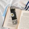 Wooden Bookmarks for Book Lovers, Handmade DIY Book Mark with Sky Blue Tassels Spring Daisy Flowers Page Markers Artistic Book Accessories Gift for Women Men