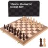 Wooden Chess Set 15 Inch - Classic Handcrafted Game Board for Adults with Extra Queen Pieces and Storage Box - Ideal for Home and Travel -Magnetic (Classic Pieces)
