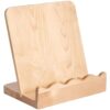 Wooden Cookbook Stand, Solid Wood Recipe Book Holder with Scalloped Ledge, for Reading Cookbooks and Tablets, Modern Kitchen Counter Decor, Display for Living Room and Office