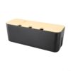 Wooden Cover Cable Management Box For Power Strips And Cords White Plastic Organizer With Ventilation Holes To Wires Keep Desk Tidy And Safe At Home Or Office 30cm Length Storage Solution(black)