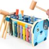 Wooden Hammering Pounding Toy for Toddlers 1-3, Montessori Toys for 1 Year Old with Pounding Bench, Xylophone, Number Maze Puzzle, Educational Toddler Activities Birthday Gift for Boys Girls