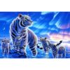 Wooden Jigsaw Puzzle, Blue Tiger Family Art Pattern, 500 Pieces, Home Ornament, Exotic Wildlife Mural