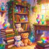 Wooden Jigsaw Puzzle for Adult, Vintage Book Nook Stacked Hardcover Books Teddy Bears Color Glass Crystal Vases Floral Window Cozy Cottage Interior Puzzle for Home Decor & All Occasion Gift 500 Pieces