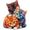 Wooden Jigsaw Puzzles for Adults and Kids, Kittens Unique Shaped Puzzle, Family Game and Creative Wooden Puzzle Gift, Wall Art Decor (Cat, 200PCS)