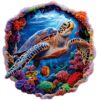 Wooden Jigsaw Puzzles for Adults, Cave Reef Sea Turtle Puzzle, Unique Animal Shaped Wooden Puzzles, Wood Puzzles Adult, Fun Gifts for Friends & Family, 200 Pieces 11.2x10.7 in