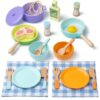 Wooden Kitchen Toys for Toddlers, Montessori Pretend Play Kitchen Accessories, Play Food Sets for Kids Kitchen, Pots and Pans Cooking Sets, Gifts for 3 4 5 Years Old Girls Boys