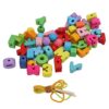 Wooden Lacing Beads Set 51 - Piece | Alphabet Learning for