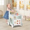 Wooden Learning Walker with Interactive Sorting, Clock, Maze & Role-Play Shop Window for Early Development Activities