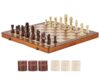 Wooden Magnetic Chess and Checkers Set, Folding Board