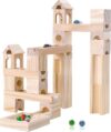Wooden Marble Run for Kids Ages 4-8, 60 Pieces Wood Building Blocks Toys and Construction Play Set, Marble Track Maze Game STEM Learning Toys Gifts for Boys Girls