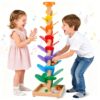 Wooden Marble Run Music Tree, Montessori Toys for Kids Age 3-8, Marble Ball Run Learning Game Wood Color Sorting Toys for Creative, Birthday Gift for Boys and Girls
