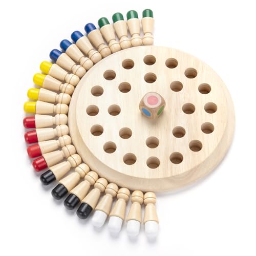 Wooden Memory Chess Matching Game: Family Board Games for Kids and Adults, Montessori Preschool Learning Educational Toy, Birthday Gift for Age 3 4 5 6 7 8+ Boy Girl