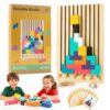Wooden Montessori Blocks Puzzle for Kids, Russian 3D Colorful Brain Teaser Stacking Toy, STEM Educational Board Game for Toddlers, Ideal Birthday Gift for Boys Girls Ages 3 4 5 6