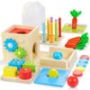 Wooden Montessori Toys for 1+ Year Old, 8-in-1 Toddler Learning Toy Set